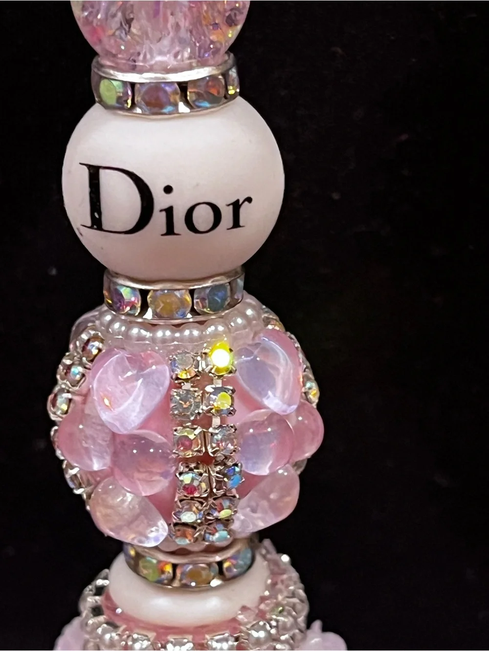 Rare Designer inspired Pink Floral fan focal Beaded Decorative Pen!